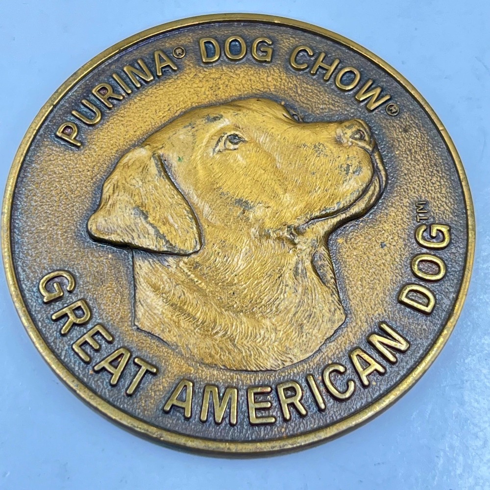 Vintage 1985 Purina Dog Chow Great American Dog Brass Medal Collector Coin Token